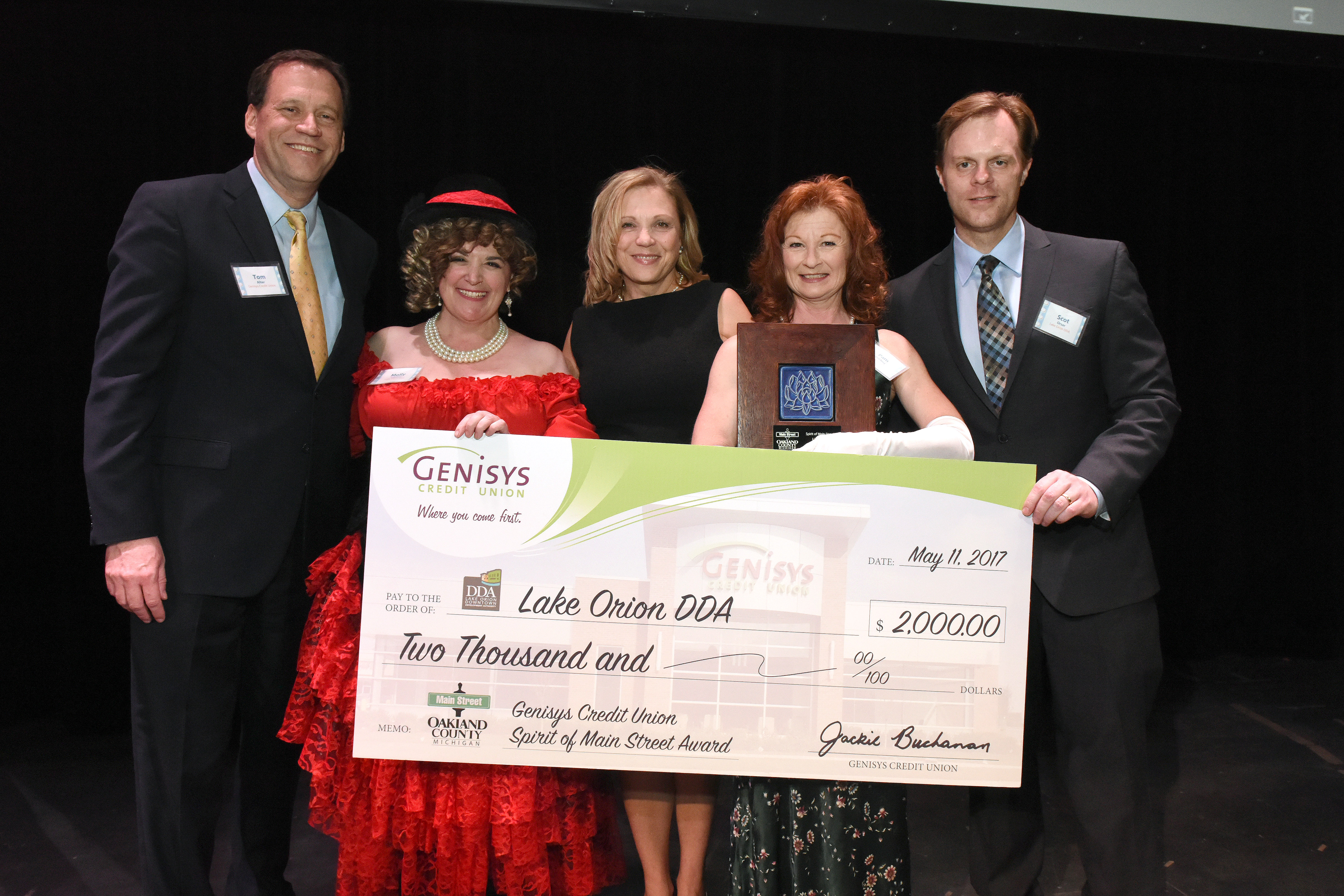 Genisys Presents a check to Lake Orion DDA